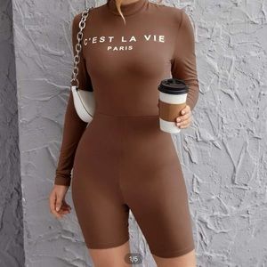 brown body suit , silky , stretchy material from SHEIN never worn